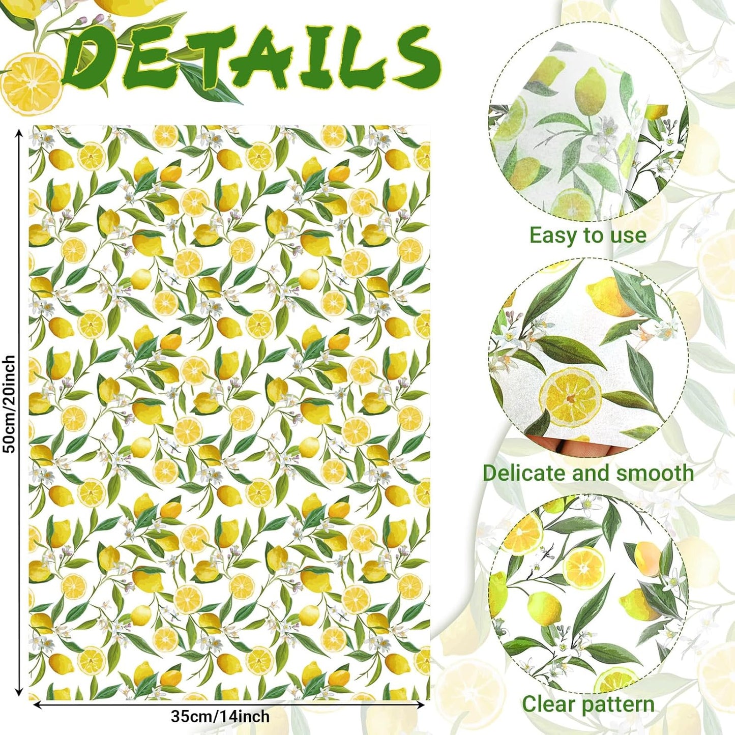 100 Sheets 20 * 14 Inches Lemon Tissue Paper for Gift Wrapping Yellow Citrus Fruit Printed Tissue Paper for Gift Bags for Birthday Baby Shower Summer Spring Holidays DIY Craft