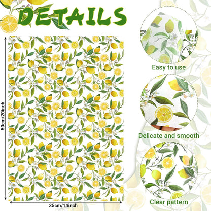 100 Sheets 20 * 14 Inches Lemon Tissue Paper for Gift Wrapping Yellow Citrus Fruit Printed Tissue Paper for Gift Bags for Birthday Baby Shower Summer Spring Holidays DIY Craft