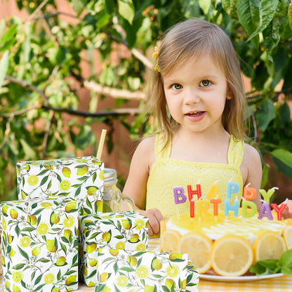 100 Sheets 20 * 14 Inches Lemon Tissue Paper for Gift Wrapping Yellow Citrus Fruit Printed Tissue Paper for Gift Bags for Birthday Baby Shower Summer Spring Holidays DIY Craft