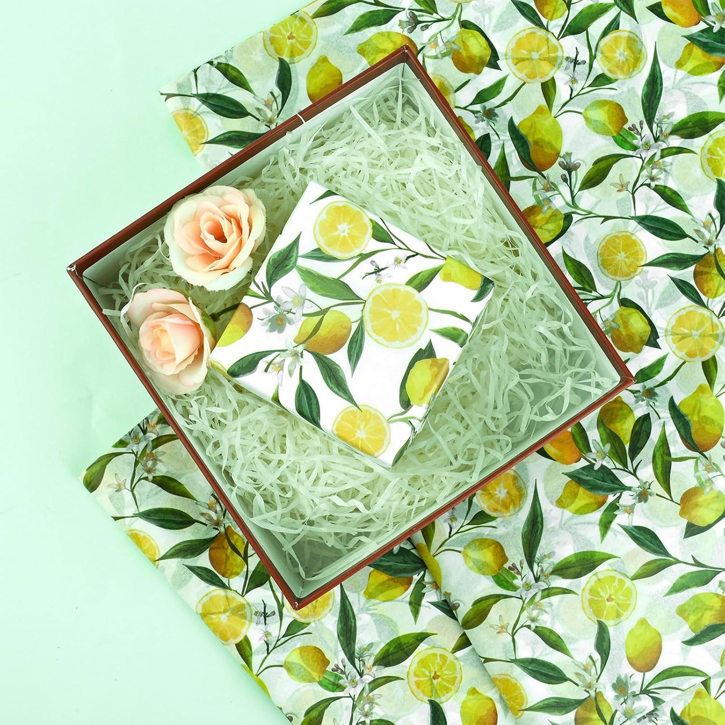100 Sheets 20 * 14 Inches Lemon Tissue Paper for Gift Wrapping Yellow Citrus Fruit Printed Tissue Paper for Gift Bags for Birthday Baby Shower Summer Spring Holidays DIY Craft
