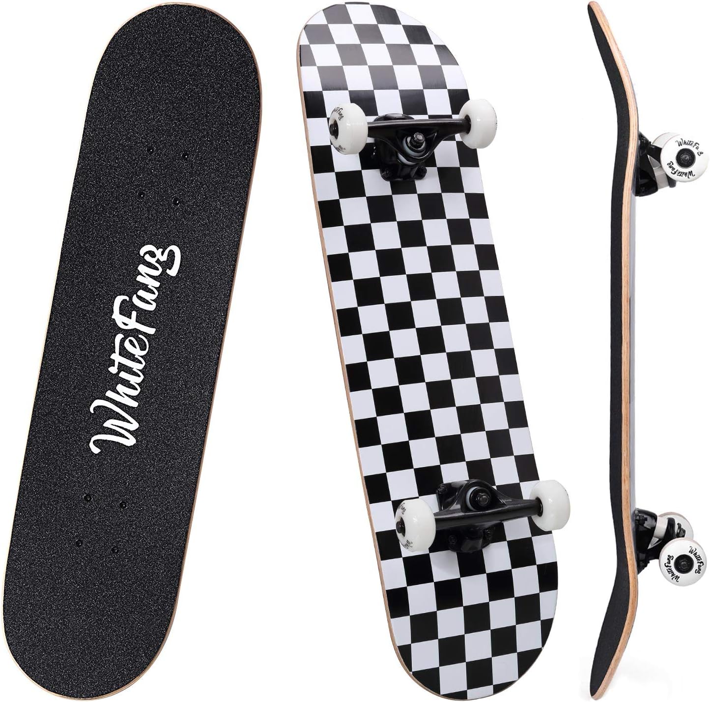 Skateboards for Beginners, Complete Skateboard 31 x 7.88, 7 Layer Canadian Maple Double Kick Concave Standard and Tricks Skateboards for Kids and Beginners