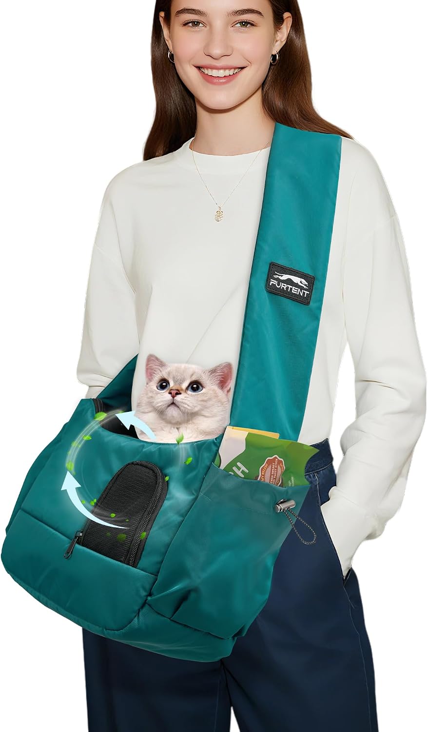 Dog Sling Carrier for Small Pets, Cat Sling for Kitten and Puppy up to 7 lbs, Breathable Cat Pouch Pet Purse with Soft Mat, Hands-Free Pet Carrier with Safety Harness and Pockets for Travel, Yellow