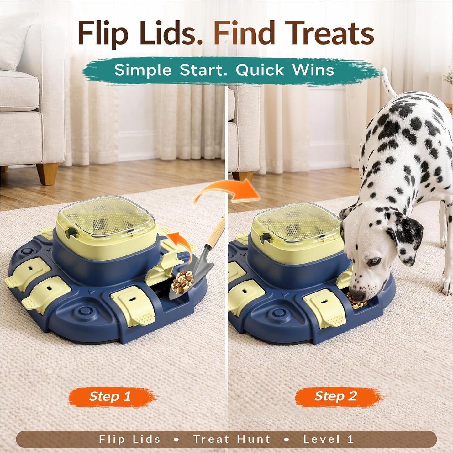 KADTC 2-Level Dog Puzzle Toy for IQ Training, Slow Feeder & Treat Dispenser | Press-to-release mental stimulation toy that burns energy, fights boredom, and keeps food-motivated dogs focused at mealtime.