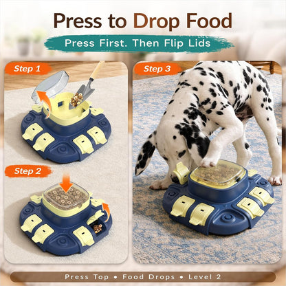 KADTC 2-Level Dog Puzzle Toy for IQ Training, Slow Feeder & Treat Dispenser | Press-to-release mental stimulation toy that burns energy, fights boredom, and keeps food-motivated dogs focused at mealtime.