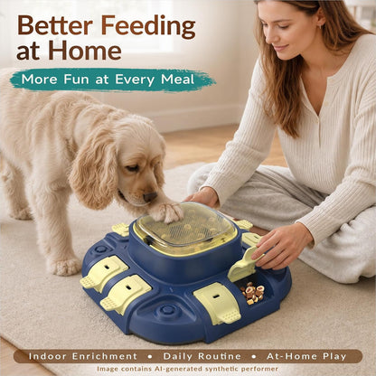 KADTC 2-Level Dog Puzzle Toy for IQ Training, Slow Feeder & Treat Dispenser | Press-to-release mental stimulation toy that burns energy, fights boredom, and keeps food-motivated dogs focused at mealtime.