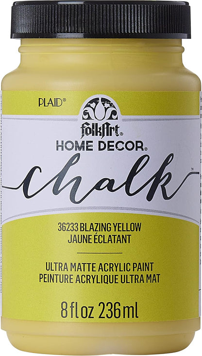 Assorted Home Décor Acrylic Chalk Paint For Crafts, Blazing Yellow 8 fl oz Ultra Matte Acrylic Chalk Paint, Art Supplies With An Ultra Matte Finish, 36233