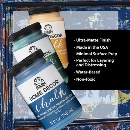 Assorted Home Décor Acrylic Chalk Paint For Crafts, Blazing Yellow 8 fl oz Ultra Matte Acrylic Chalk Paint, Art Supplies With An Ultra Matte Finish, 36233