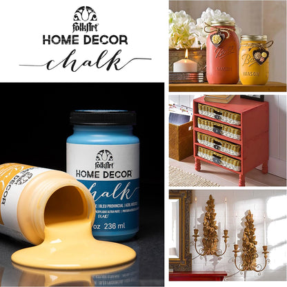 Assorted Home Décor Acrylic Chalk Paint For Crafts, Blazing Yellow 8 fl oz Ultra Matte Acrylic Chalk Paint, Art Supplies With An Ultra Matte Finish, 36233