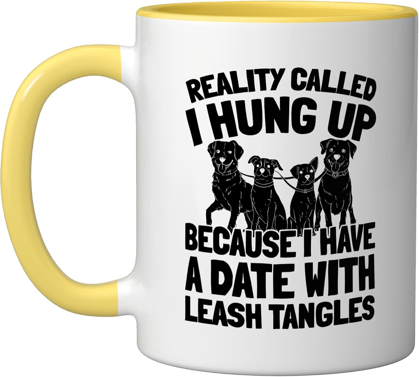 Pet Care - Exercise Walking Dog Walker Ceramic Mug, Yellow/White