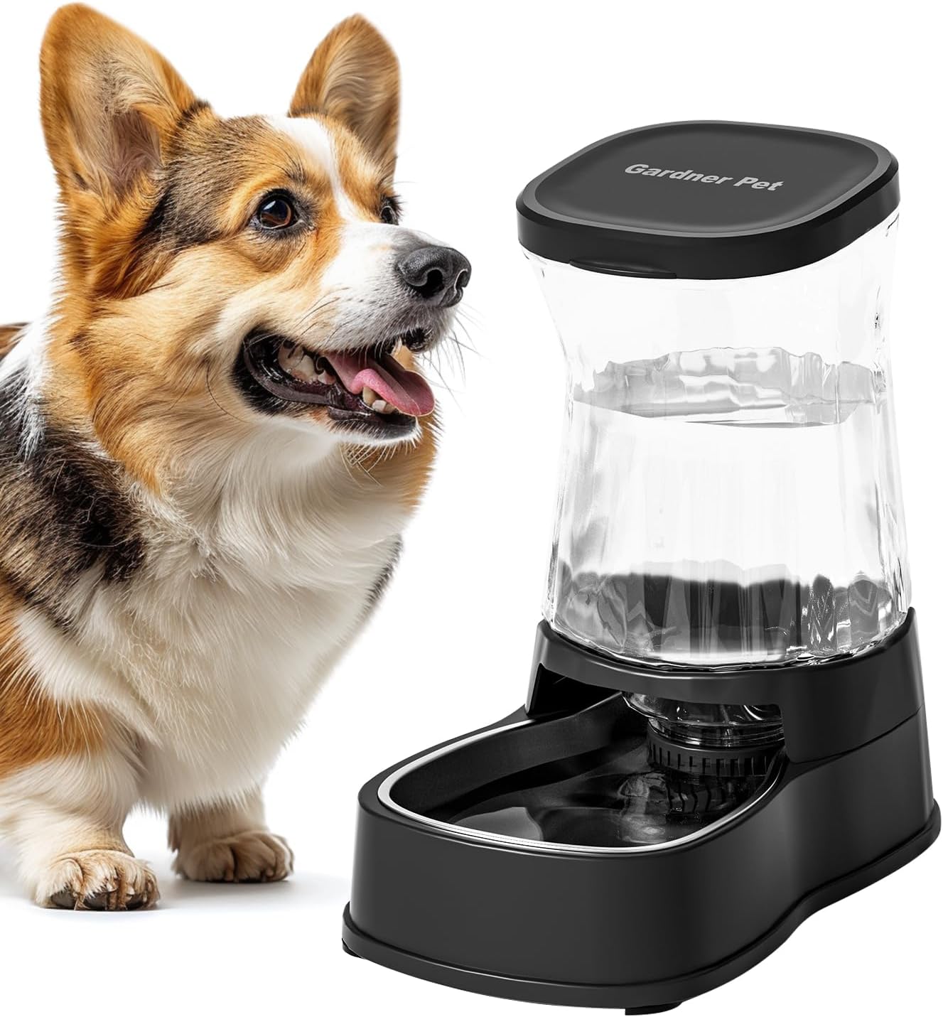 Automatic Dog Water Dispenser Gravity Stainless Steel Water Waterer Feeder, 100% BPA-Free Large Capacity Water Feeding Bowls for Medium & Large-Sized Dogs Cats Other Pets -(1 Gallon)