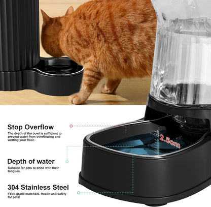 Automatic Dog Water Dispenser Gravity Stainless Steel Water Waterer Feeder, 100% BPA-Free Large Capacity Water Feeding Bowls for Medium & Large-Sized Dogs Cats Other Pets -(1 Gallon)