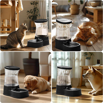 Automatic Dog Water Dispenser Gravity Stainless Steel Water Waterer Feeder, 100% BPA-Free Large Capacity Water Feeding Bowls for Medium & Large-Sized Dogs Cats Other Pets -(1 Gallon)