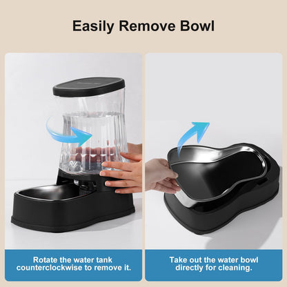 Automatic Dog Water Dispenser Gravity Stainless Steel Water Waterer Feeder, 100% BPA-Free Large Capacity Water Feeding Bowls for Medium & Large-Sized Dogs Cats Other Pets -(1 Gallon)