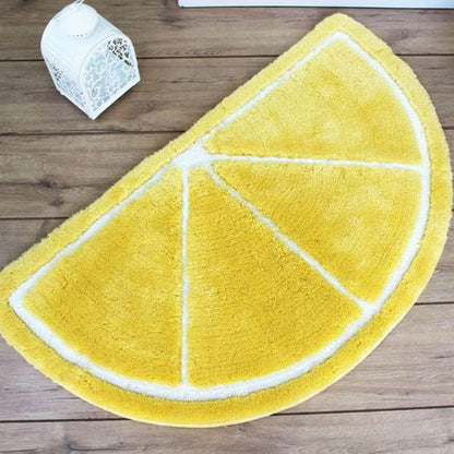 Half Round Lemon Door Mat Outdoor Entrance,for Outside Entry 18x30 inch Wear Resistant Semi Circle Floor Mats Area Rugs for Bathroom Balcony Kitchen