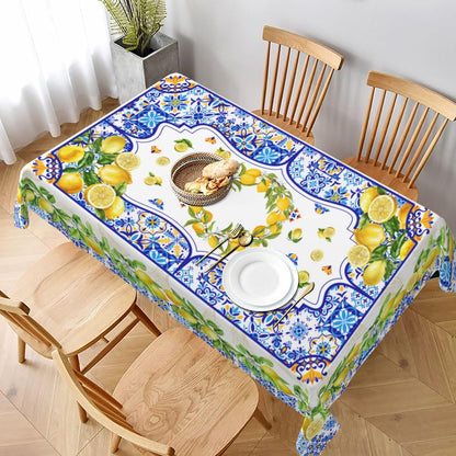 Lemon Rectangle Tablecloth Washable 60x90 Inch Table Cover Decorative Table Cloth for Party Picnic Kitchen