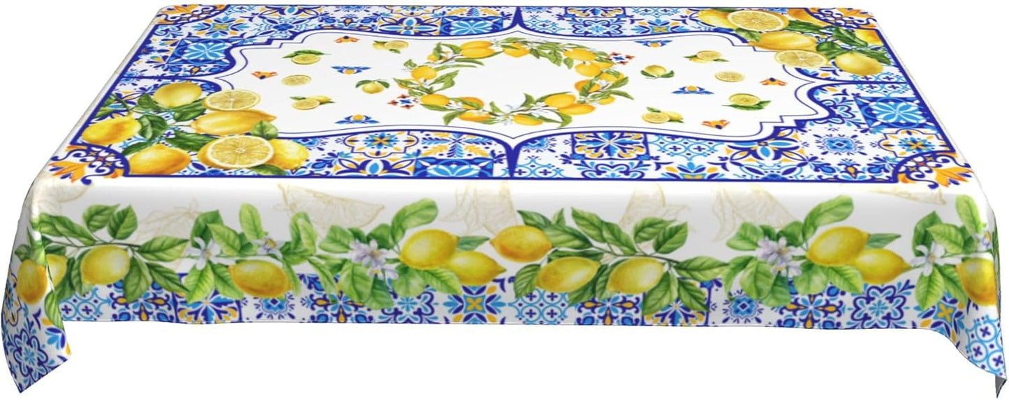 Lemon Rectangle Tablecloth Washable 60x90 Inch Table Cover Decorative Table Cloth for Party Picnic Kitchen