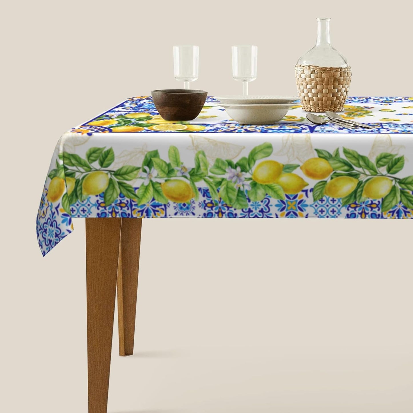 Lemon Rectangle Tablecloth Washable 60x90 Inch Table Cover Decorative Table Cloth for Party Picnic Kitchen