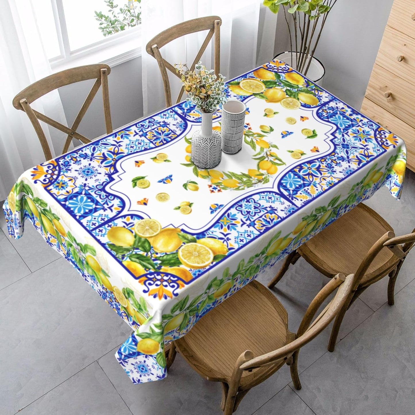 Lemon Rectangle Tablecloth Washable 60x90 Inch Table Cover Decorative Table Cloth for Party Picnic Kitchen