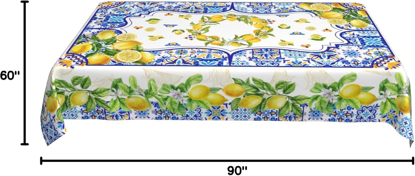 Lemon Rectangle Tablecloth Washable 60x90 Inch Table Cover Decorative Table Cloth for Party Picnic Kitchen