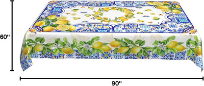Lemon Rectangle Tablecloth Washable 60x90 Inch Table Cover Decorative Table Cloth for Party Picnic Kitchen