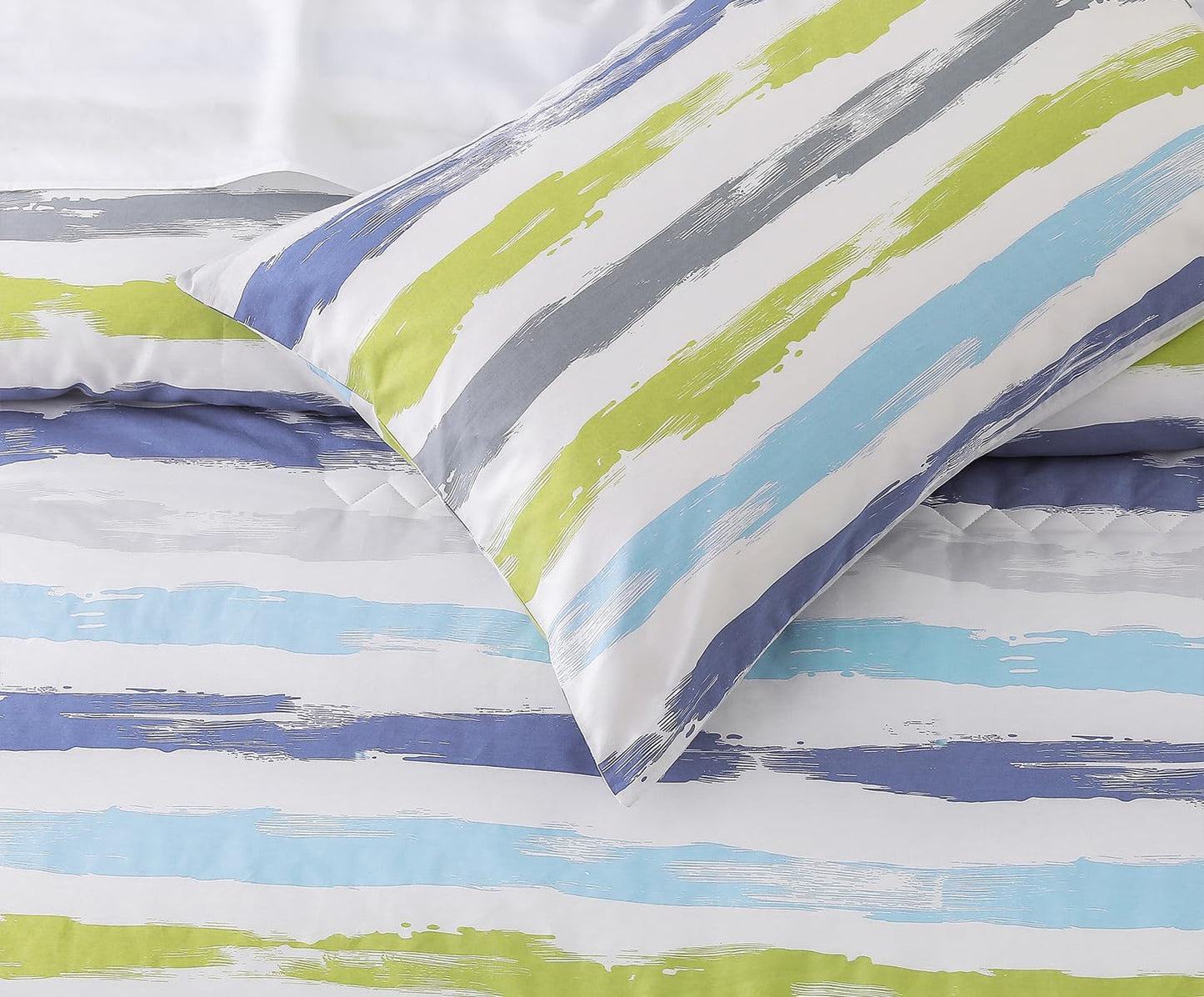 Comforter King Size, 600 Thread Count Cotton Grey Branch with Yellow Turquoise Polka Dot Pattern Green Reversible Comforter Set,Down Alternative Bedding Set 3Pcs(King, Grey Branch)