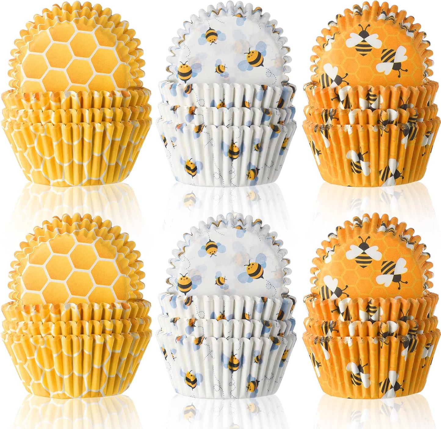 300 Count Honey Bee Cupcake Wrappers - Yellow Cupcake Liners for Parties & Celebrations