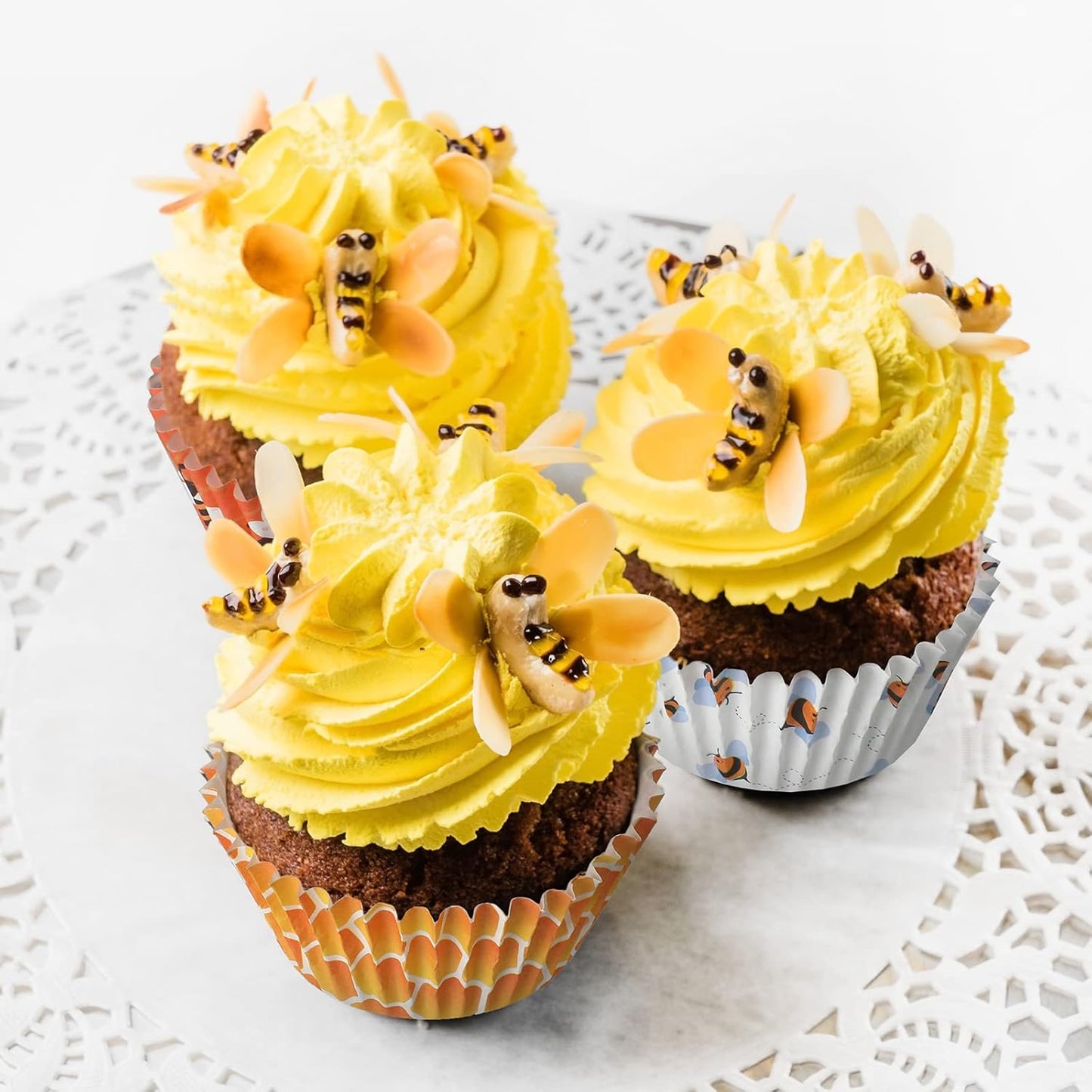 300 Count Honey Bee Cupcake Wrappers - Yellow Cupcake Liners for Parties & Celebrations