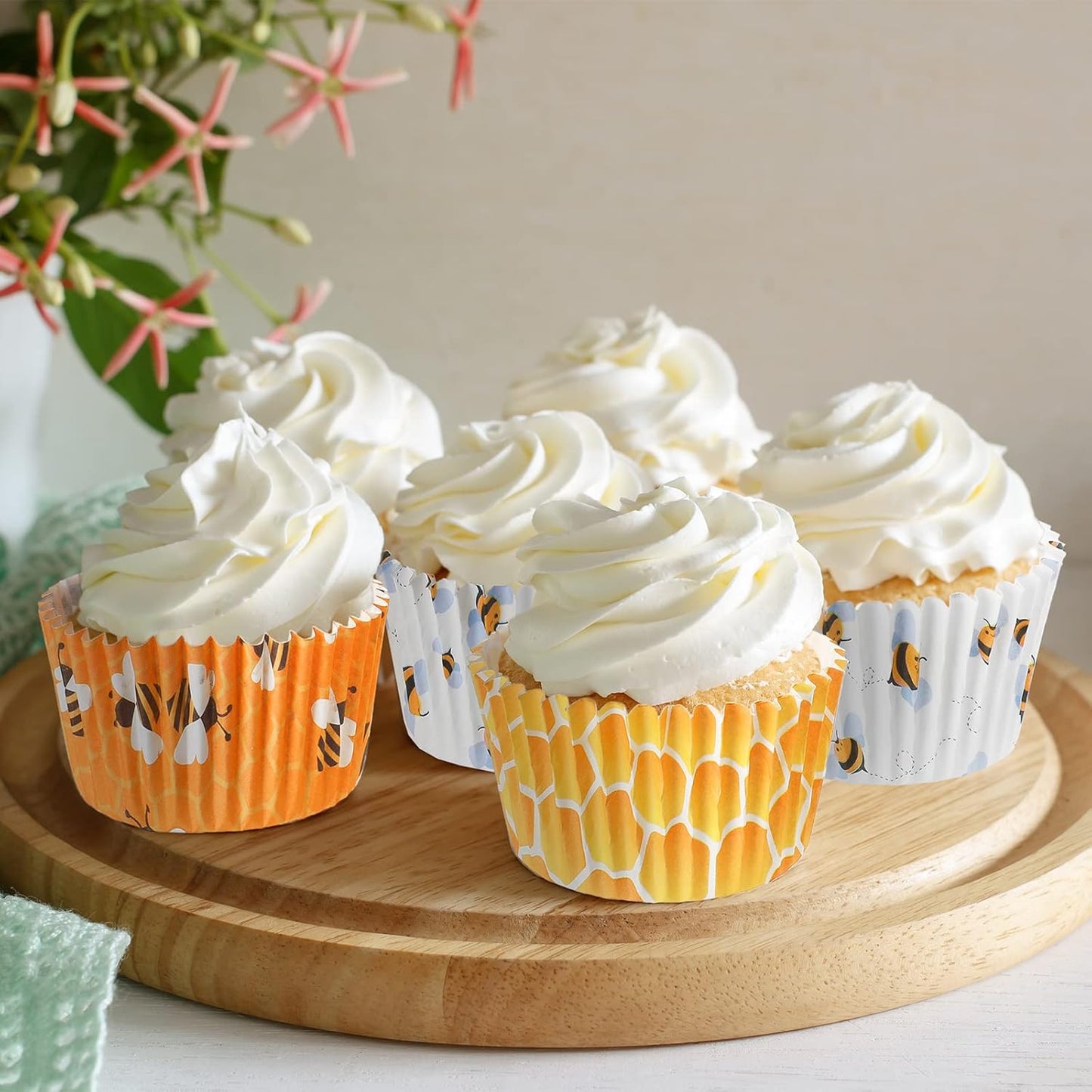 300 Count Honey Bee Cupcake Wrappers - Yellow Cupcake Liners for Parties & Celebrations