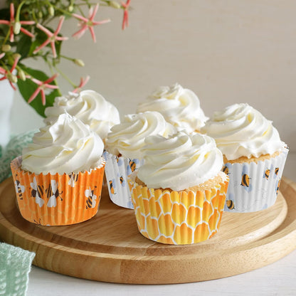 300 Count Honey Bee Cupcake Wrappers - Yellow Cupcake Liners for Parties & Celebrations