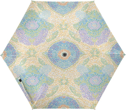 Windproof Automatic Compact Umbrella Mosaic Flower Yellow | Automatic Open Umbrella Compact for Rain and Sun Rust-proof Fits in Purse or Backpack Strong UV Protection