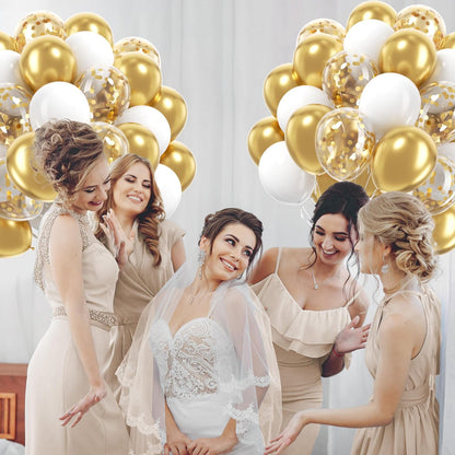 60pcs Yellow and White Balloons 12inch with Pastel Yellow White Gold Confetti Balloons for Bee Lemon Wedding Baby Shower Birthday Party Decorations