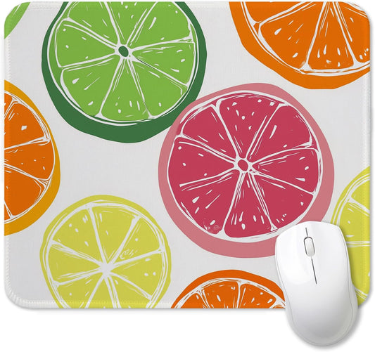 Colorful Summer Citrus Mouse Pad, Tropical Fruit Lemon Lime Orange Grapefruit Mouse Pads Mousepads Non-Slip for Computers Laptop Home Office Desk Accessories, 9.5x7.9 Inch