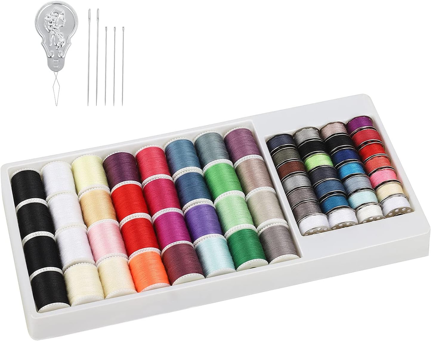 60 Pcs Sewing Thread Kit, Polyester Mini Bobbins and Thread Spools | Sewing Bobbins for Hand & Machine Sewing