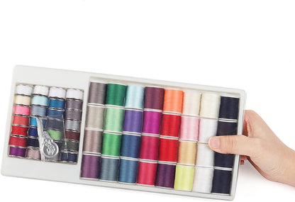 60 Pcs Sewing Thread Kit, Polyester Mini Bobbins and Thread Spools | Sewing Bobbins for Hand & Machine Sewing