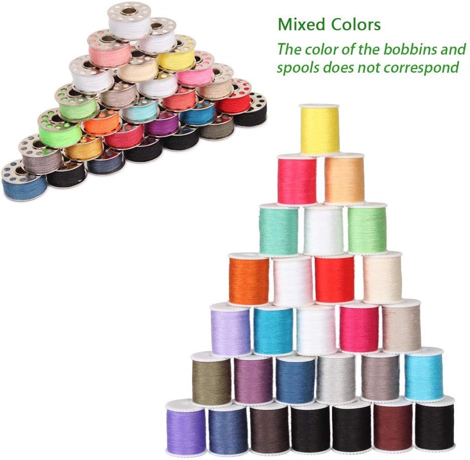 60 Pcs Sewing Thread Kit, Polyester Mini Bobbins and Thread Spools | Sewing Bobbins for Hand & Machine Sewing