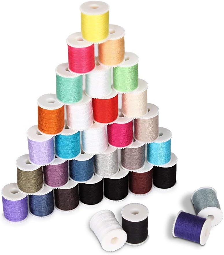 60 Pcs Sewing Thread Kit, Polyester Mini Bobbins and Thread Spools | Sewing Bobbins for Hand & Machine Sewing