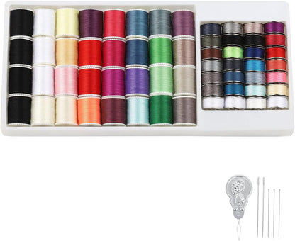 60 Pcs Sewing Thread Kit, Polyester Mini Bobbins and Thread Spools | Sewing Bobbins for Hand & Machine Sewing