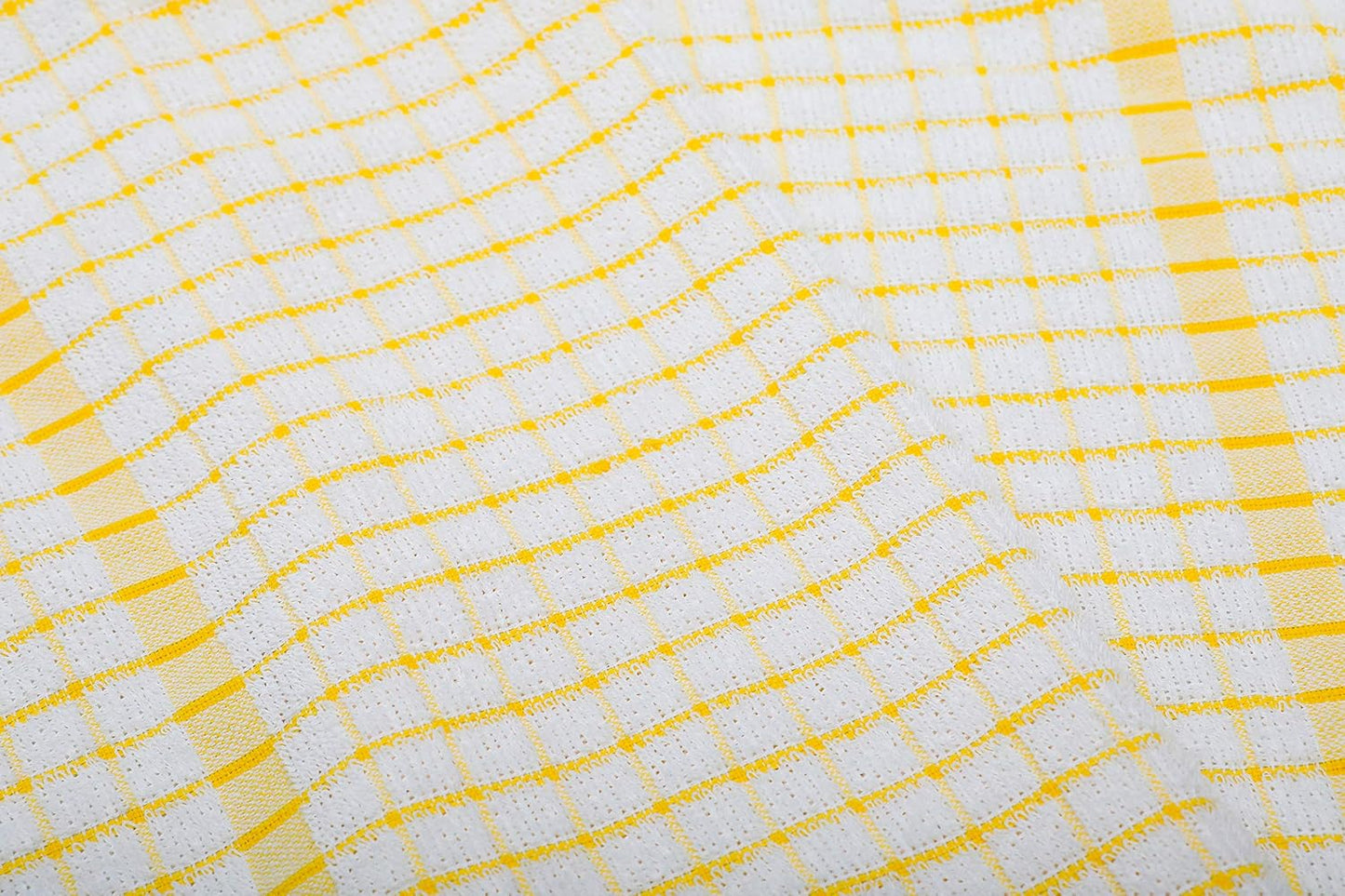 Kitchen Towels Set of 4 - Highly Absorbent, Super Soft Terry Cotton 20x28 Inch Dish Towels with Hanging Loop - Hand & Tea Towels for Cleaning & Drying Dishes (Yellow)