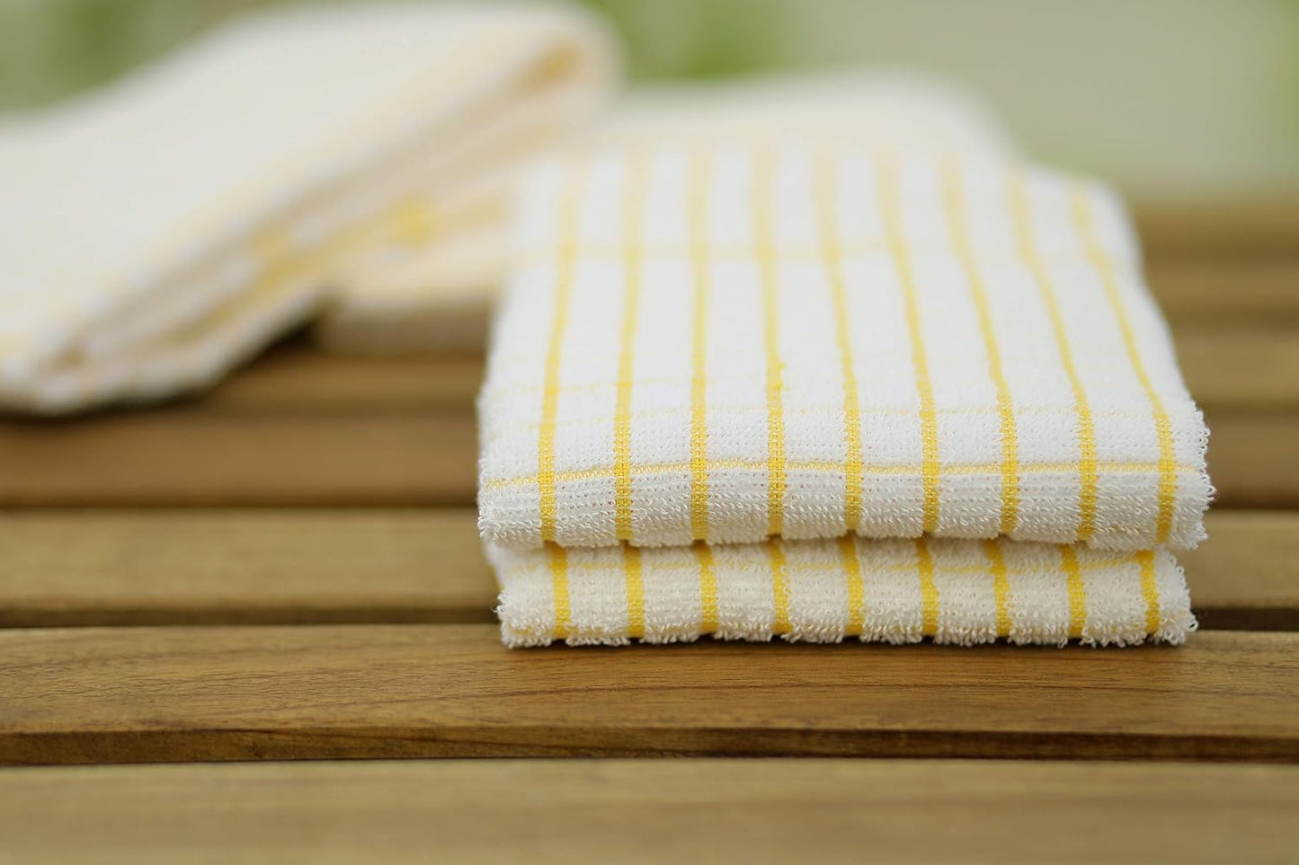 Kitchen Towels Set of 4 - Highly Absorbent, Super Soft Terry Cotton 20x28 Inch Dish Towels with Hanging Loop - Hand & Tea Towels for Cleaning & Drying Dishes (Yellow)