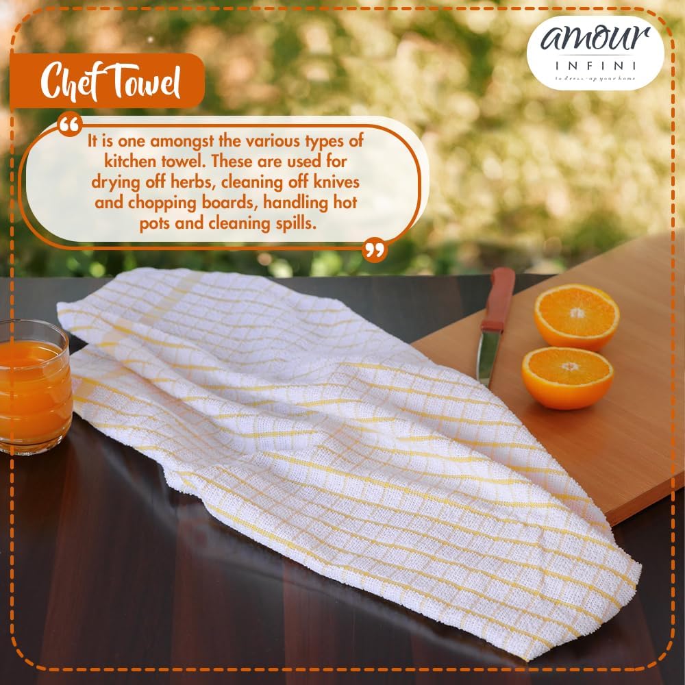 Kitchen Towels Set of 4 - Highly Absorbent, Super Soft Terry Cotton 20x28 Inch Dish Towels with Hanging Loop - Hand & Tea Towels for Cleaning & Drying Dishes (Yellow)