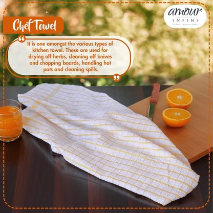 Kitchen Towels Set of 4 - Highly Absorbent, Super Soft Terry Cotton 20x28 Inch Dish Towels with Hanging Loop - Hand & Tea Towels for Cleaning & Drying Dishes (Yellow)