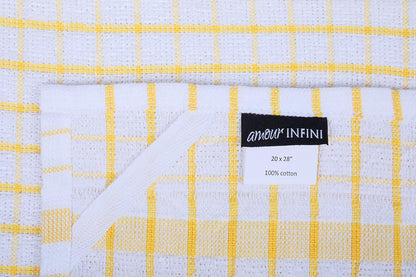 Kitchen Towels Set of 4 - Highly Absorbent, Super Soft Terry Cotton 20x28 Inch Dish Towels with Hanging Loop - Hand & Tea Towels for Cleaning & Drying Dishes (Yellow)
