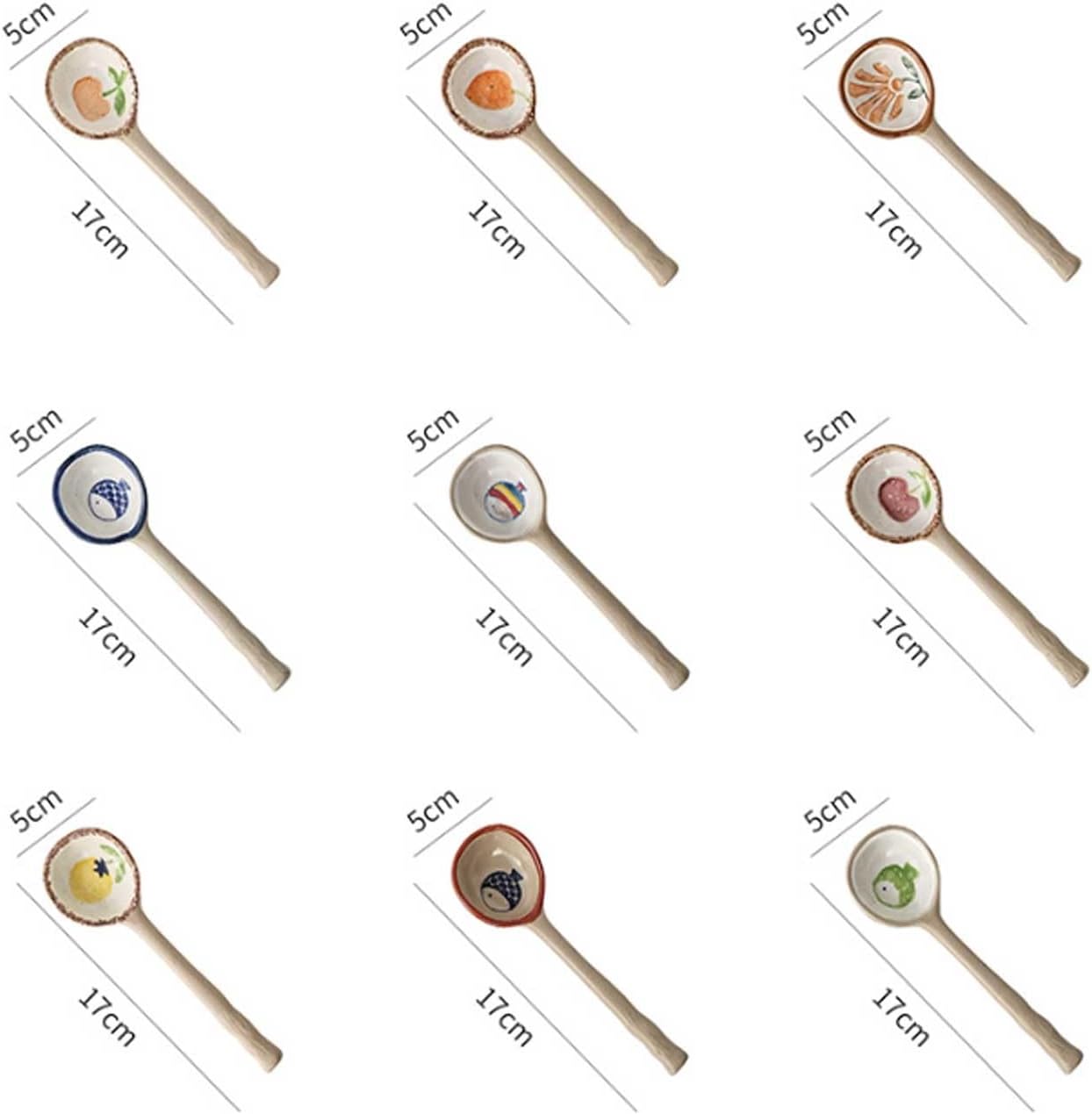 Spoons Kiln Transformed Ceramics Soup Spoons Retro Porcelain Coffee Spoon Teaspoons for Yogurt Dessert Honey Jam Spoon Ice Cream Spoon Sugar Salt Jar Spoon, Set of 2 Dessert Spoon(Color:Yellow lemon)