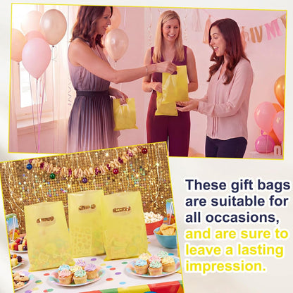 Yellow 300 Pcs 5"x7" Small Plastic Gift Bags with Handles, Mini Goodie Treat Bag Bulk for Candy, Birthday Graduation Party Favor Merchandise Bags for Small Business