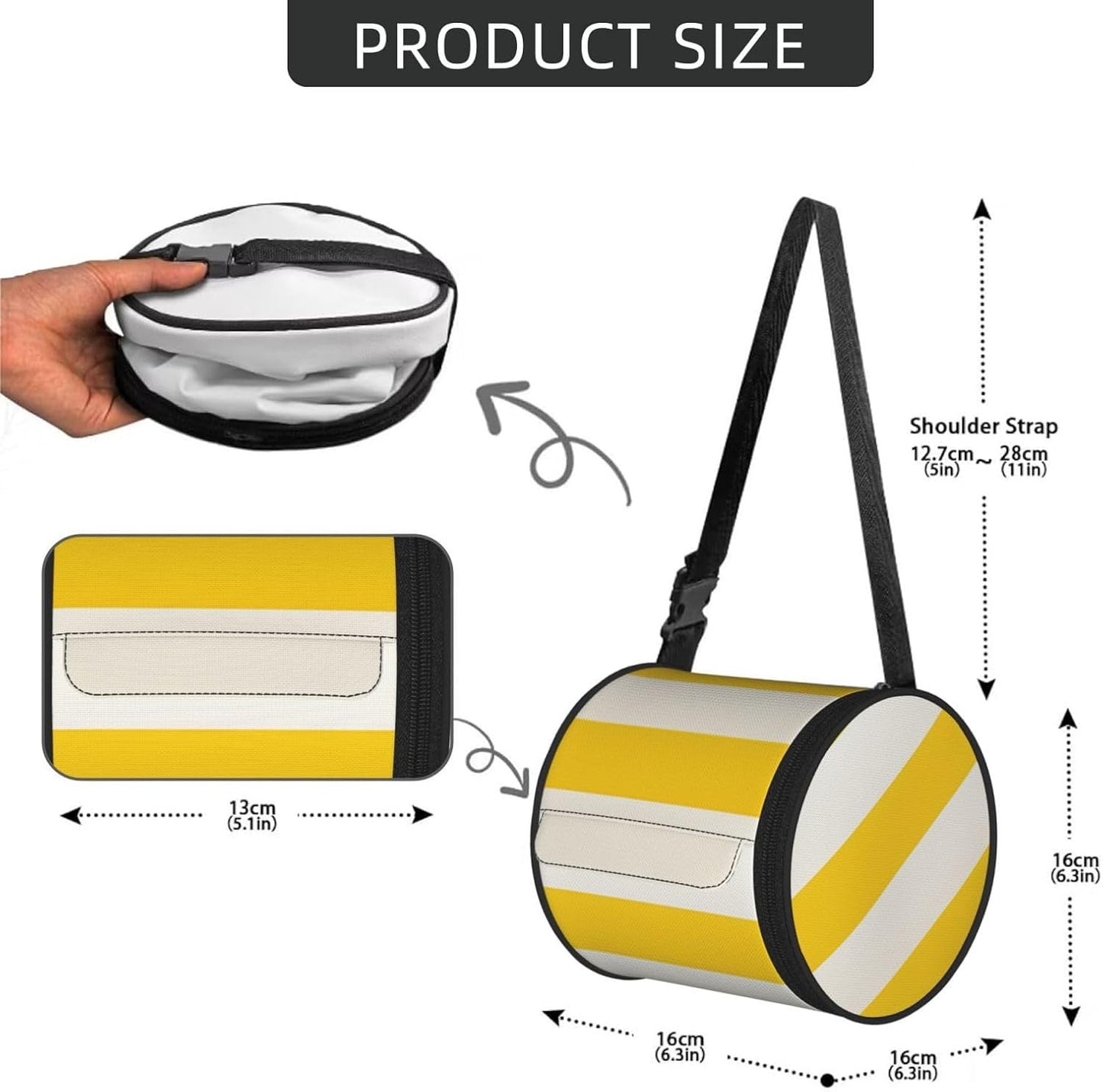 Lemon Yellow Stripes Hanging Toilet Paper Holder Waterproof Tissue Holder Cat Proof Roll Paper Case Cover Portable Foldable Roll Storage Bag with Adjustable Strap for Travel Car Camping Outdoor