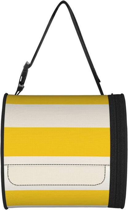 Lemon Yellow Stripes Hanging Toilet Paper Holder Waterproof Tissue Holder Cat Proof Roll Paper Case Cover Portable Foldable Roll Storage Bag with Adjustable Strap for Travel Car Camping Outdoor