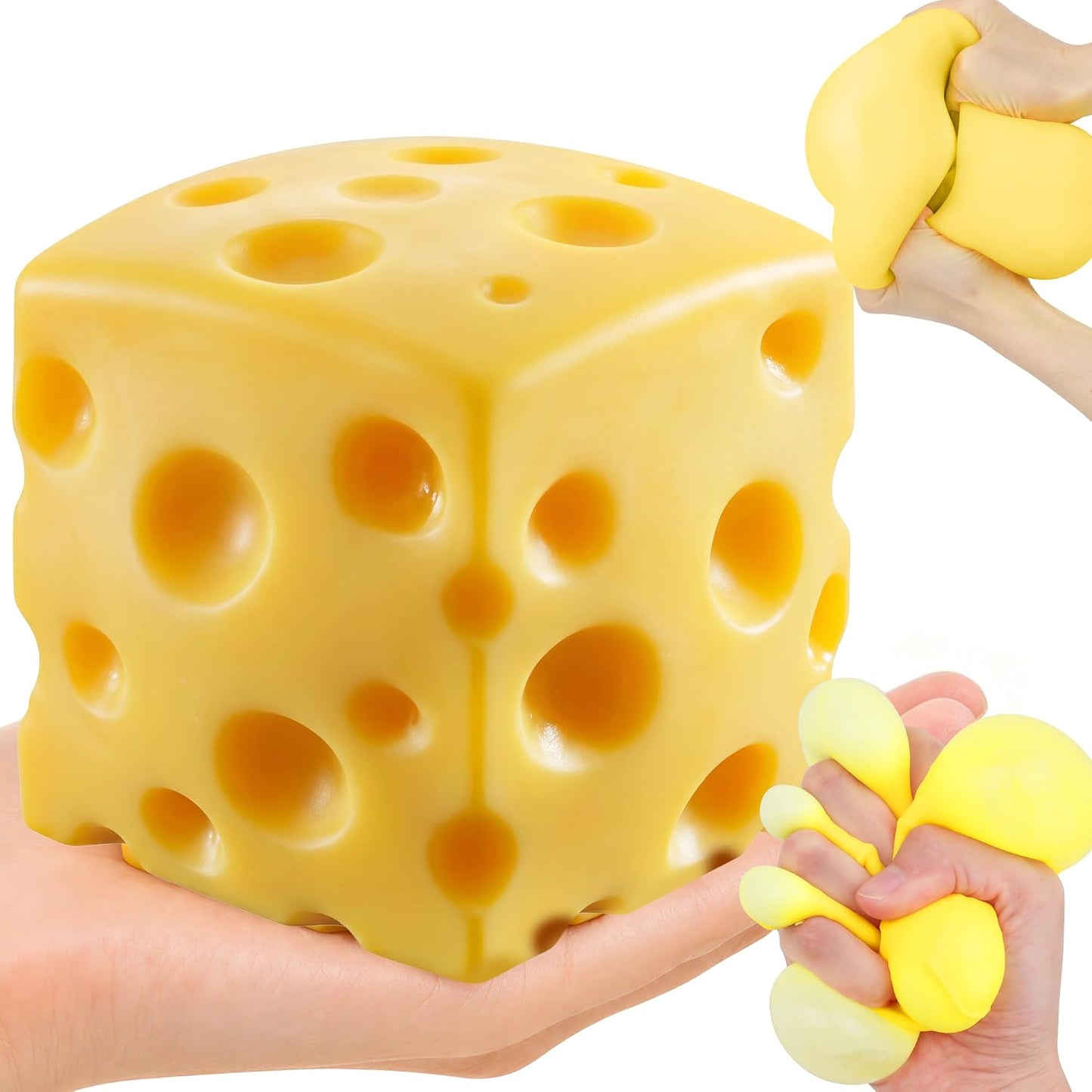 7cm Yellow Cheese Squishy Block Squishies Stress Relief Soft Cheese, 2.8in | Soft Cheese Stress Ball Cube, Big Jumbo Squishy Cheese Fidget, Slow Rising Sensory Food Squishies for Office Desk