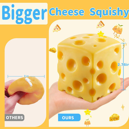 7cm Yellow Cheese Squishy Block Squishies Stress Relief Soft Cheese, 2.8in | Soft Cheese Stress Ball Cube, Big Jumbo Squishy Cheese Fidget, Slow Rising Sensory Food Squishies for Office Desk