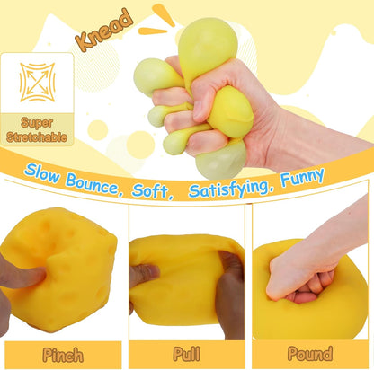 7cm Yellow Cheese Squishy Block Squishies Stress Relief Soft Cheese, 2.8in | Soft Cheese Stress Ball Cube, Big Jumbo Squishy Cheese Fidget, Slow Rising Sensory Food Squishies for Office Desk