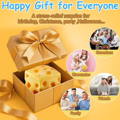 7cm Yellow Cheese Squishy Block Squishies Stress Relief Soft Cheese, 2.8in | Soft Cheese Stress Ball Cube, Big Jumbo Squishy Cheese Fidget, Slow Rising Sensory Food Squishies for Office Desk